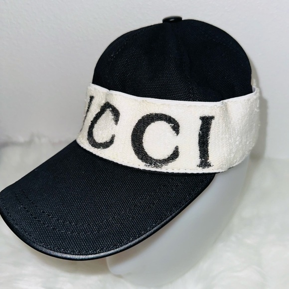 Gucci: Baseball Cap Gabardine Logo Terry Headband Hat - Picture 6 of 16